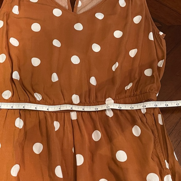 Burnt orange polka dot romper (with pockets!) size petite large - Picture 6 of 8